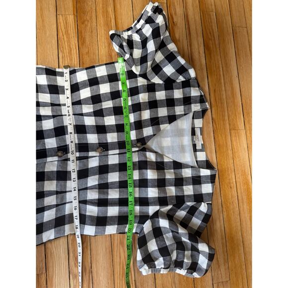 Loft | Black White Gingham Plaid Cotton Button Puff Sleeve Dress | Size 12T - Picture 11 of 14